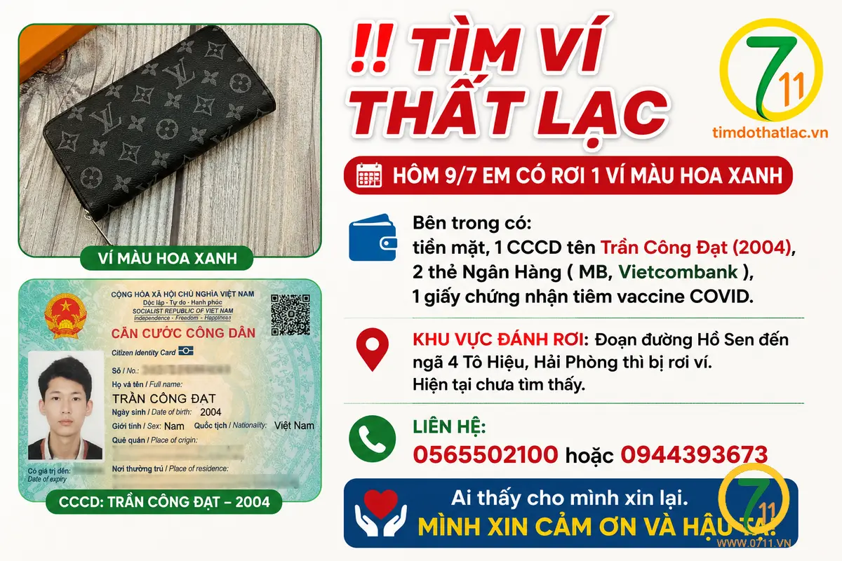 Rơi ví ở Hải Phòng tên Trần Công Đạt 2004