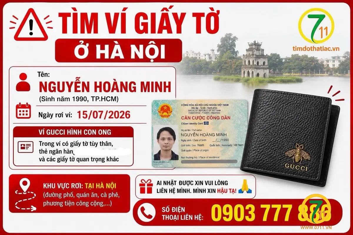🆘 Tìm ví giấy tờ ở Hà Nội tên Nguyễn Hoàng Minh 1990 tpHCM