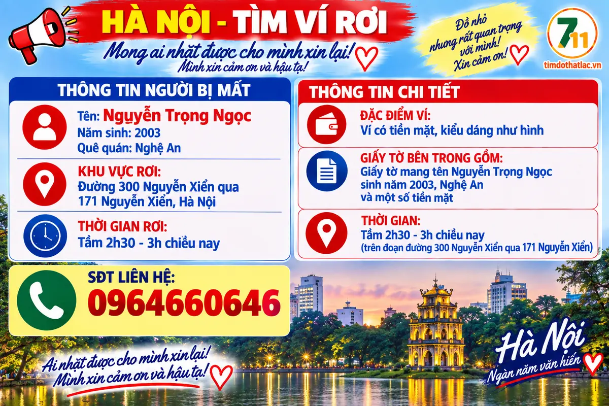 Rơi ví ở Hà Nội tên Nguyễn Trọng Ngọc 2003