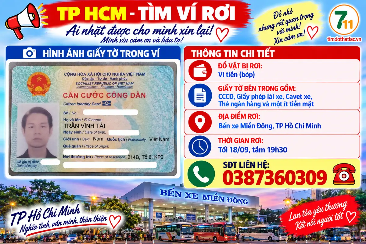 📌 rơi ví tại TP HCM tên Trần Vĩnh Tài